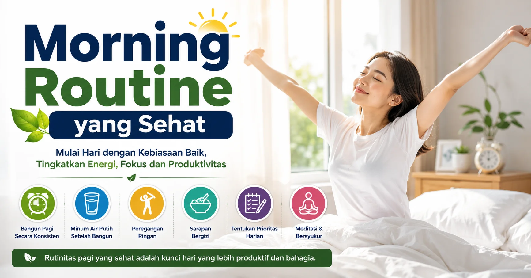 Rutinitas pagi yang Sehat Rutinitas pagi sehat untuk meningkatkan energi dan produktivitas sepanjang hari