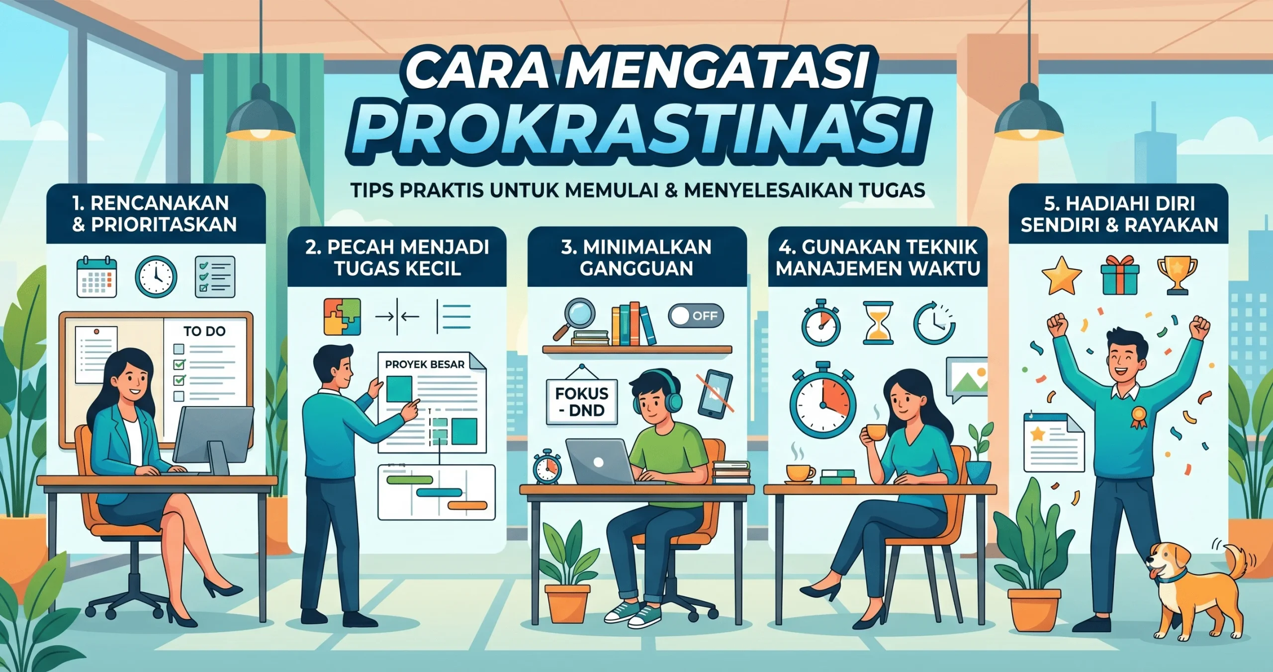 Cara Mengatasi Prokrastinasi Seseorang fokus bekerja tanpa menunda pekerjaan untuk meningkatkan produktivitas
