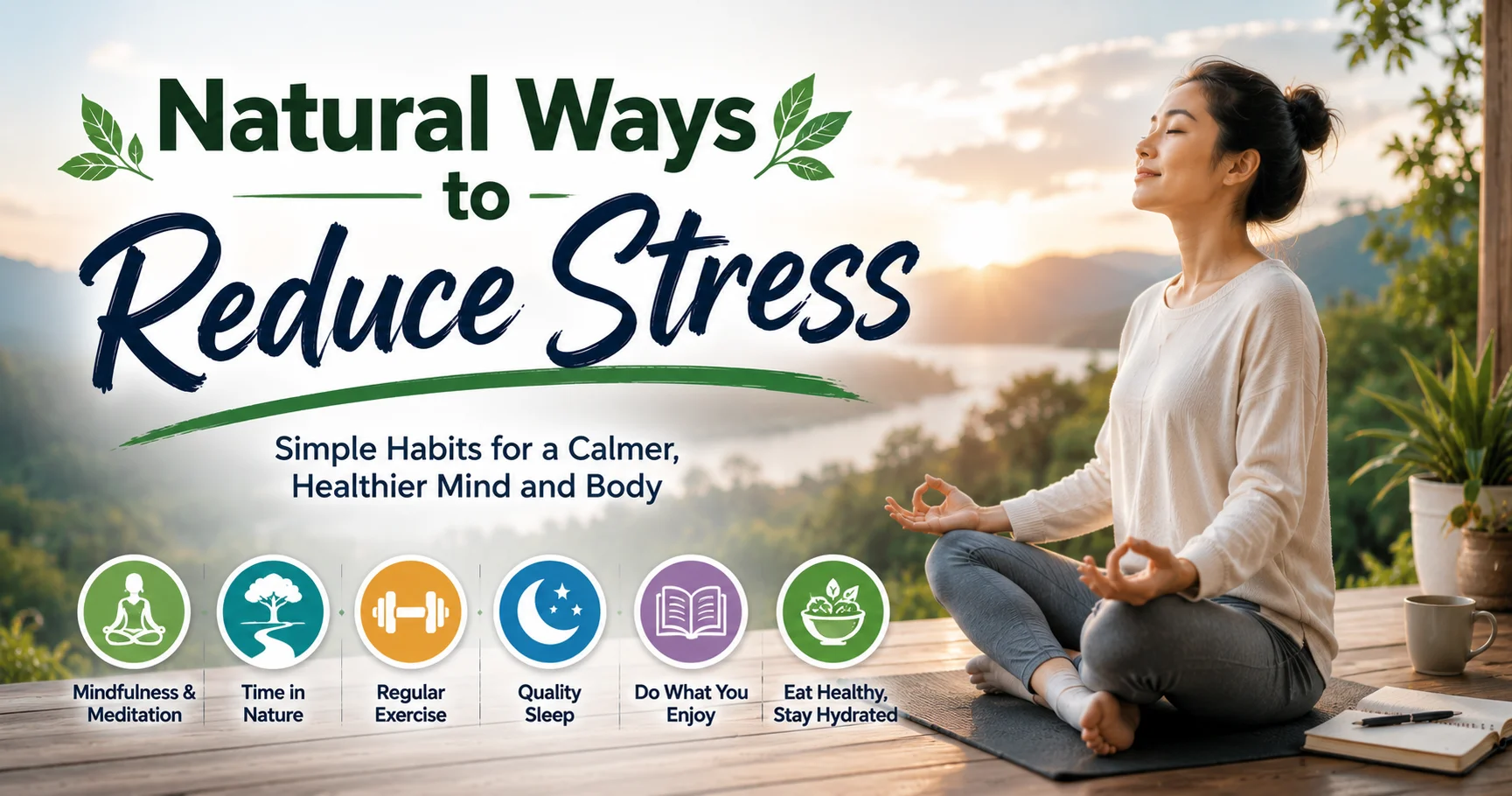 Natural Ways to Reduce Stress Seseorang melakukan relaksasi untuk mengurangi stres secara alami